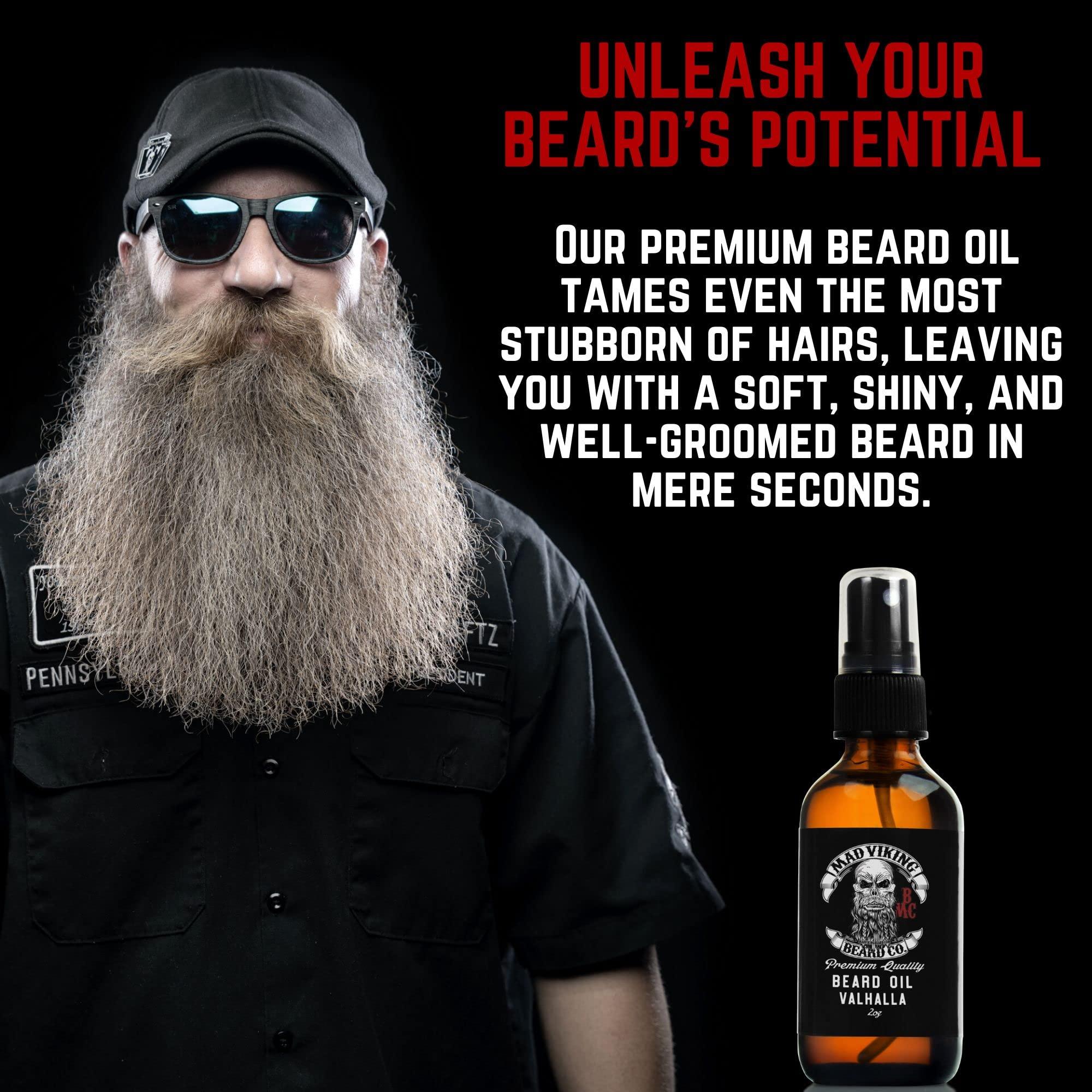 Mad Viking Beard Company Mad Viking Beard Co. Premium Natural Beard Oil for Men - Softener, Conditioner & Skin Moisturizer for Thicker, Itch-Free Beards - Made in the USA (Fjord, 2oz Spray)