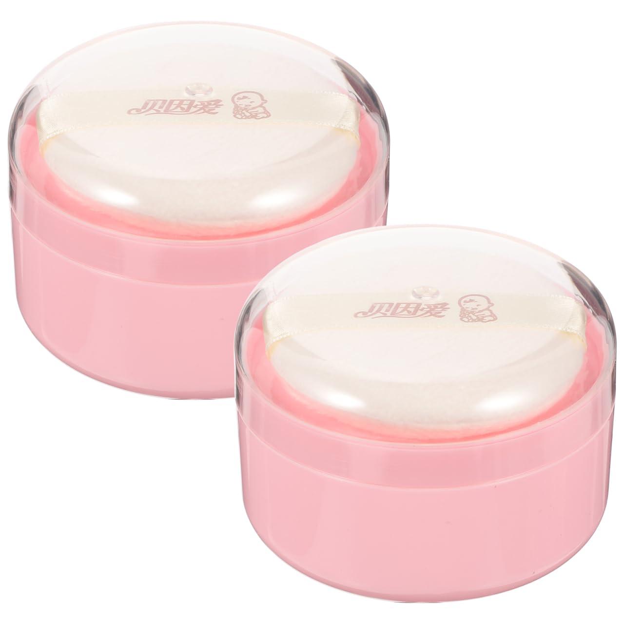 KOMBIUDA KOMBIUDA 2Pcs Loose Powder Puff Containers with Puffs Dusting Powder Boxes for Body Powder Travel-Friendly Cosmetic Puff for Home -go Use