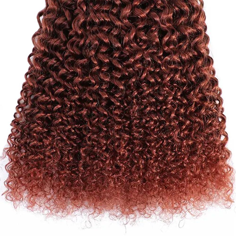 Fridnae Reddish Brown Bundles Copper Curly Wave Human Hair Bundles Copper Red Bundles Human Hair 3 Bundles 10 12 14 Inch Auburn Curly Bundles Human Hair Extensions