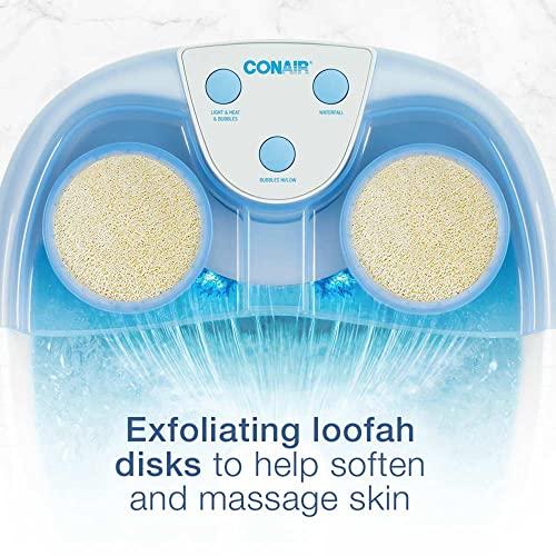 Conair Conair Waterfall Pedicure Foot Spa Bath with Blue LED Lights, Massaging Bubbles and Massage Rollers, Blue/White
