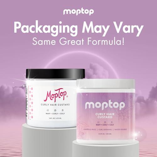 MopTop MopTop Curl Custard Gel for Fine, Thick, Wavy & Kinky-Coily Hair - Anti Frizz Moisturizer, Curl Definer & Lightweight Activator with Aloe, Great for Dry Hair, 16 oz.