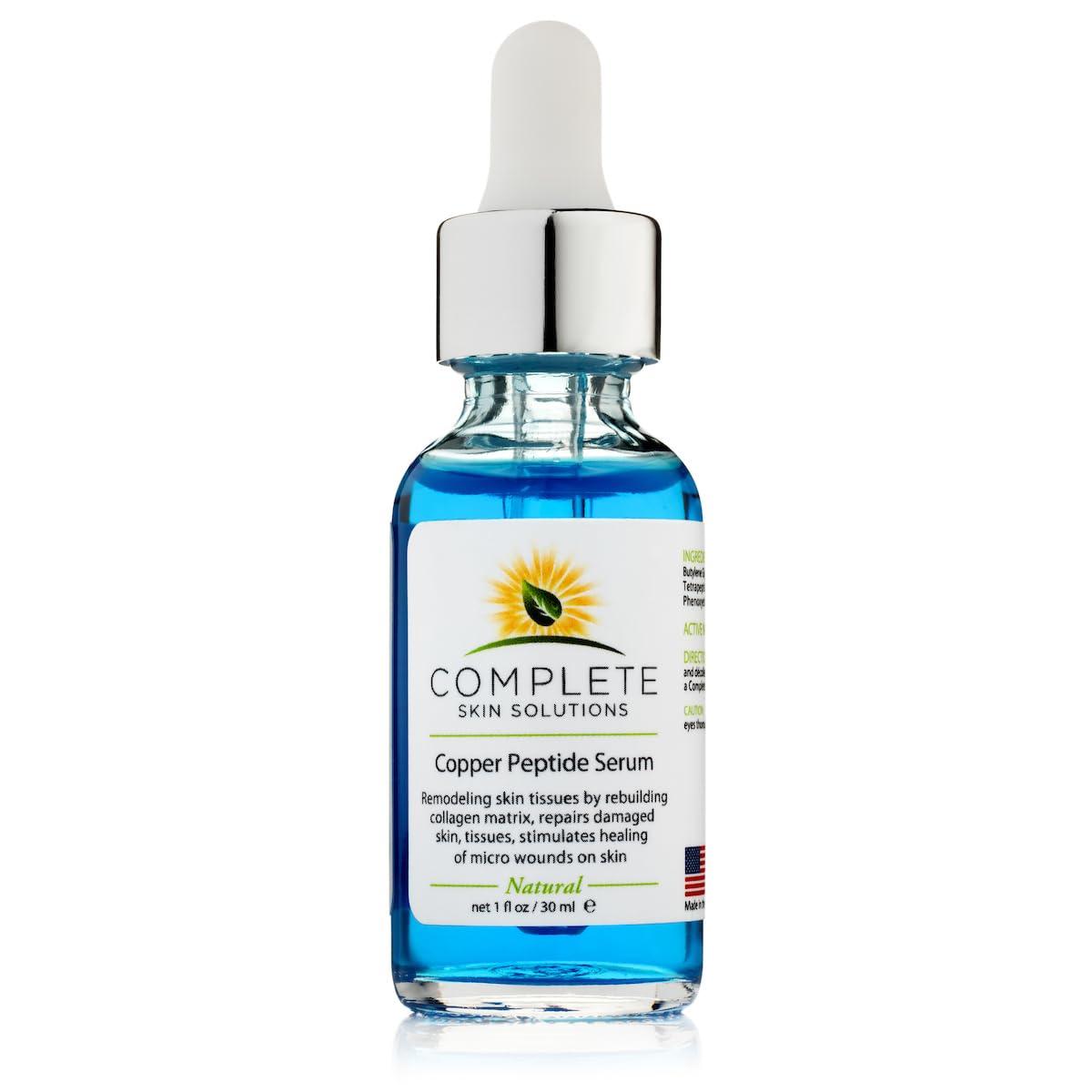 COMPLETE SKIN SOLUTIONS Copper Peptide Face Serum Collagen - With Anti Aging Skin Solutions Properties:1oz/30ml Anti-Wrinkle Formula For Youthful Skin