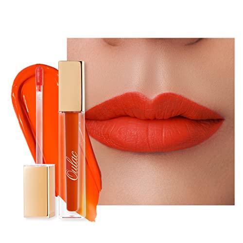 Oulac Oulac Matte Liquid Orange Lipstick for Women, Long Lasting Lipstick Waterproof Lip Stain, No Transfer, Creamy High Pigmented Formula with Rose Oil, Vegan & Cruelty-Free,Orange Red M07