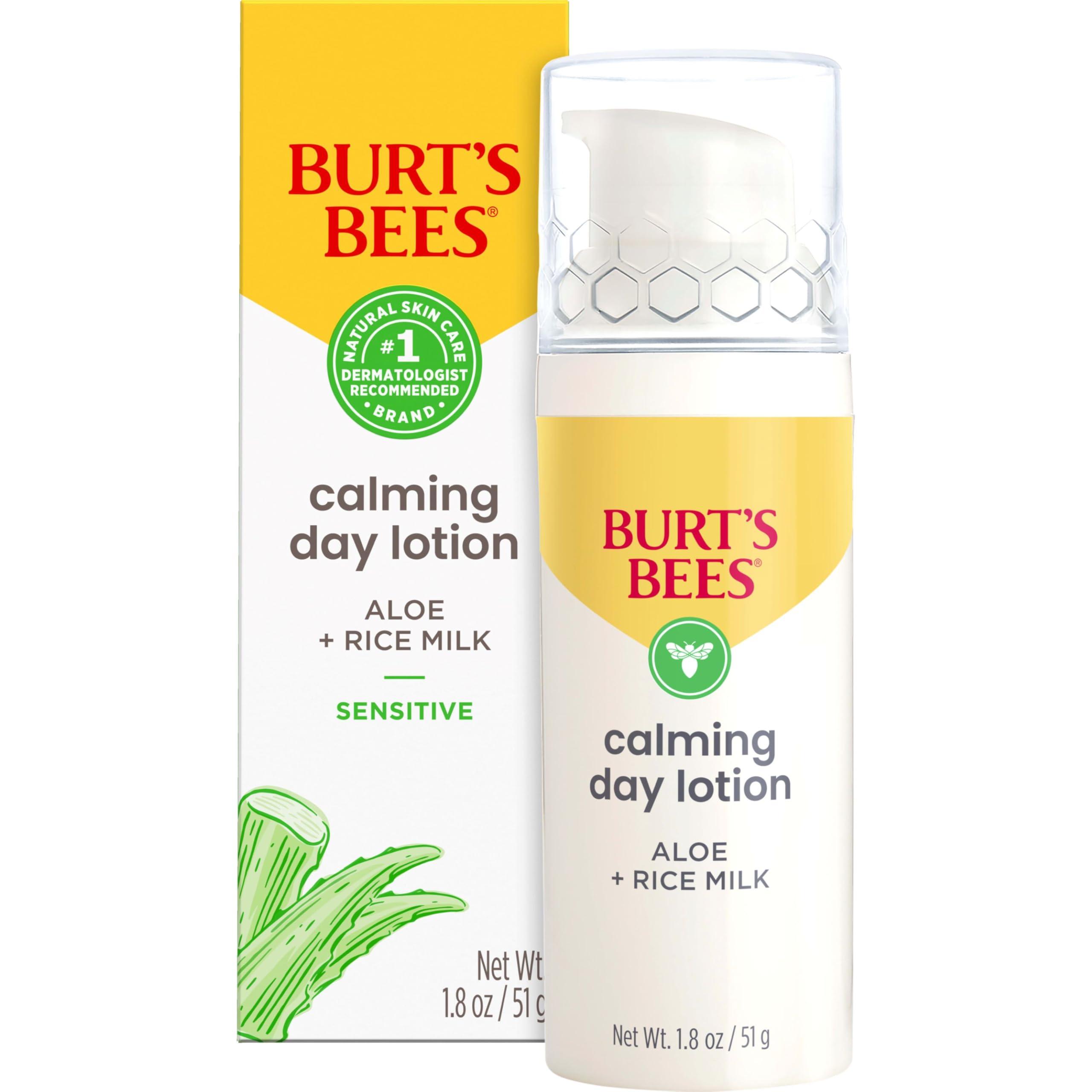 Burt's Bees Burt's Bees Calming Day Face Lotion With Aloe and Rice Milk, Soothing Face Lotion for Sensitive Skin, 98.9 Percent Natural Origin Skin Care, 1.8 oz. Bottle