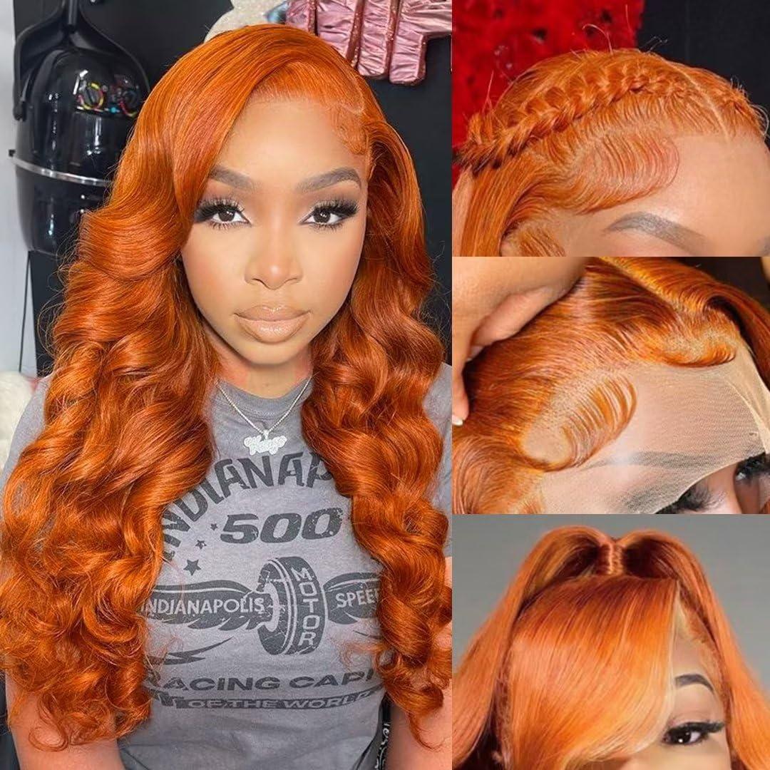 Daules Daules 26 Inch 136 Ginger Lace Front Wigs Human Hair Body Wave + 20 Inch 1B/27 Highlight Lace Front Wig Human Hair