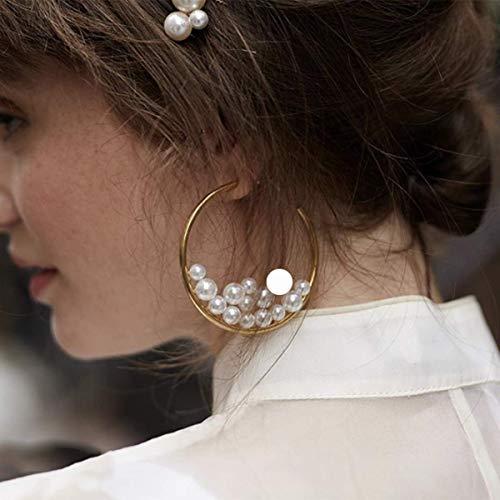 Doubnine Doubnine Full Pearl Earrings Hoop Dangle Statement Gold Women Accessories