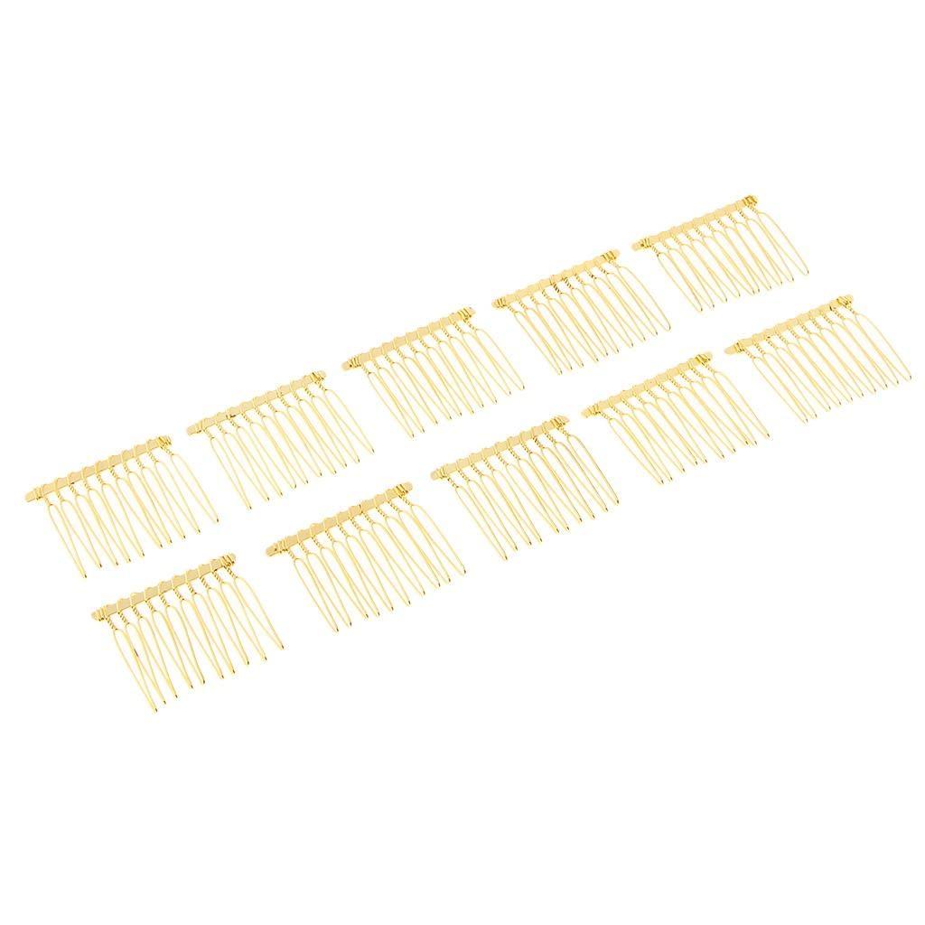 APLVFFZH 10Pcs Metal Hair Comb Slide Side Combs Hair Clip Hair Jewelry Decor, Gold