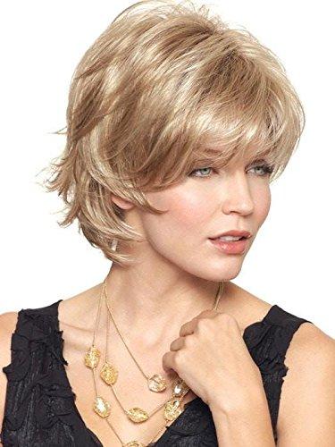 Noriko & Maxwigs Sky Large Cap Wig Color Silver Stone - Short 5\" Razored Bob Feathered Layers Wispy Ends Synthetic Open Weft Bundle w/Comb, MaxWigs Hairloss Booklet