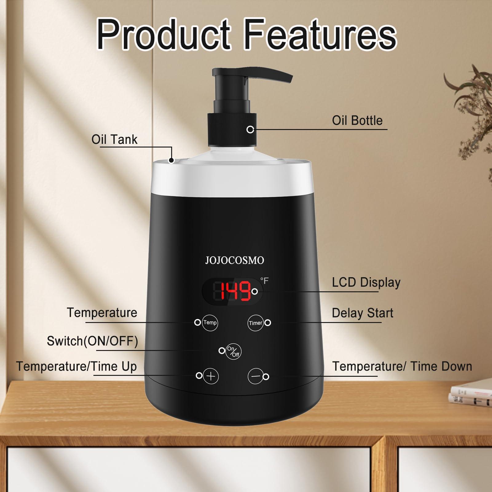 JOJOCOSMO JOJOCOSMO Massage Oil Warmer Bottle Professional Massage Lotion Heater for SPA, Automatic Warmer Heated Oil Lotion Cream for Salon, Home, with Two Oil Bottle Dispenser (White)