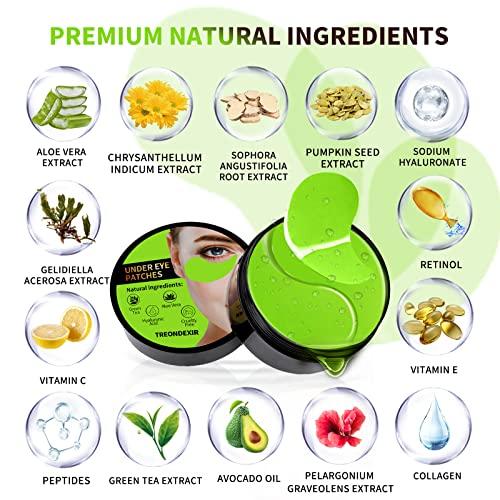 Treondexir Under Eye Patches, Eye Masks 70PCS, Eye Patches for Puffy Eyes, Under Eye Mask Dark Circles and Puffiness w/Collagen, Green Tea, Aloe Vera for Puffy Eyes Treatment, Eye Bags Treatment for Women Men