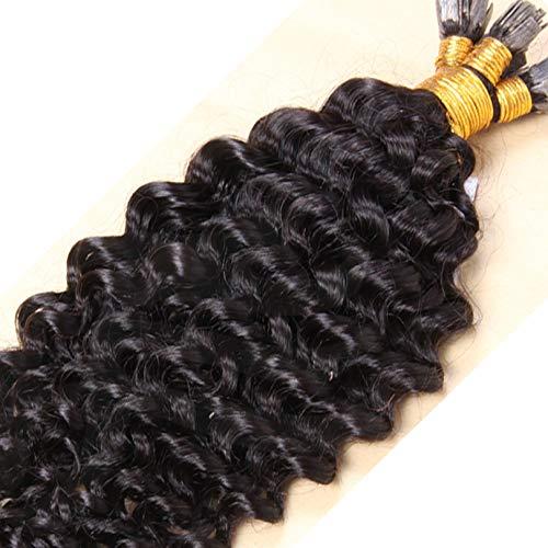 RJ HAIR Malaysian Curly Human Hair Extensions Flat Tip Hair Keratin Hair Extension Pre-bonded Machine Made Capsules Human Hair 100/200 Strands (20inch 100strand, #4 Dark brown)