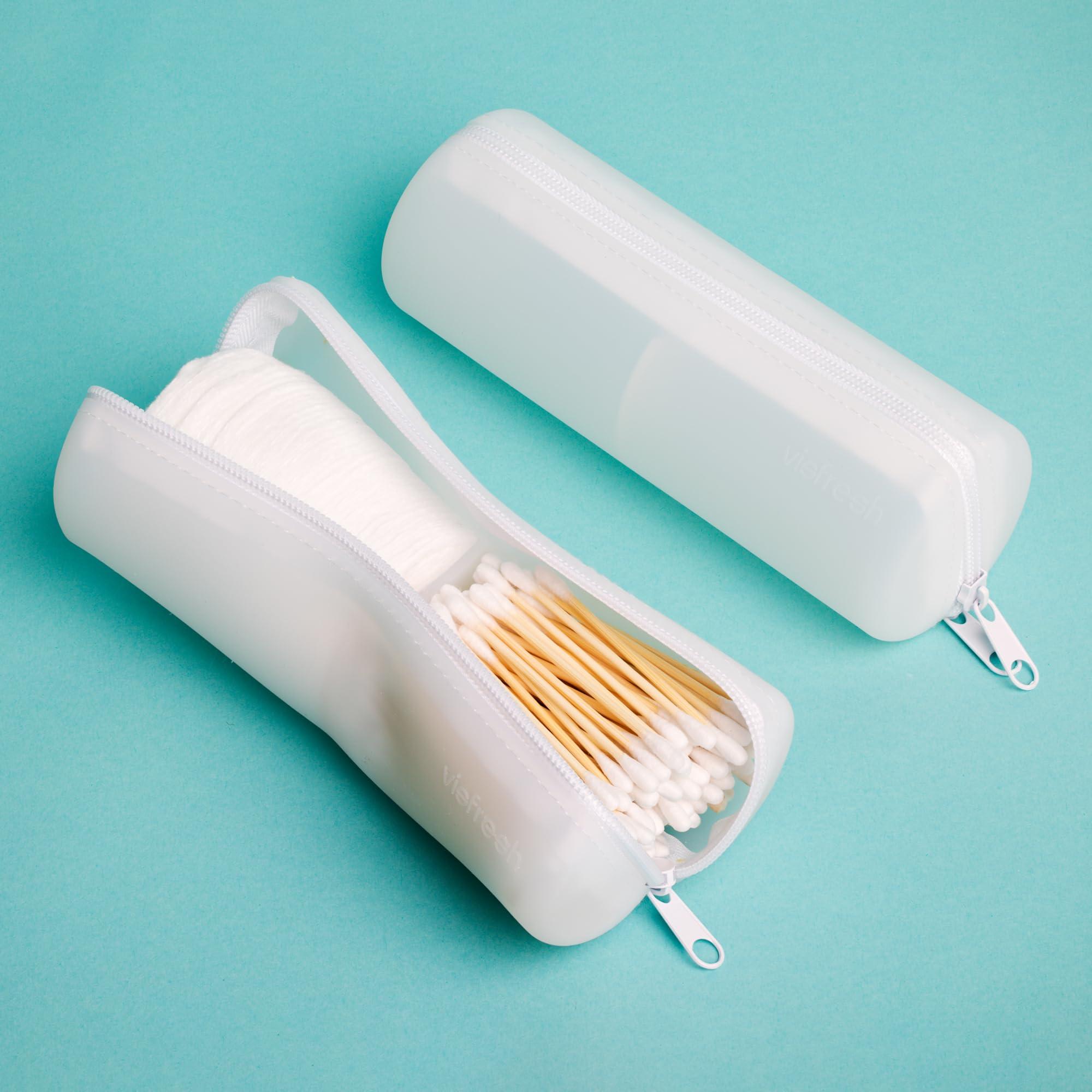 Visfresh Visfresh Cotton Round Swab Travel Case, 2 in 1 Portable Hair Accessories Organizer, Hair Tie Organizer, Hair Tie Holder, Bobby Pin Holder, Travel Qtips Case, Purse Organization, Floss Holder