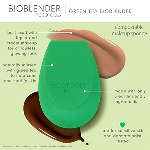 EcoTools EcoTools Green Tea Bioblender, Compostable Makeup Blending Sponge, For Foundation & Base Coverage, Skin-Calming, Natural Infusion, Cruelty Free & Vegan, Packaging May Vary, 1 Count