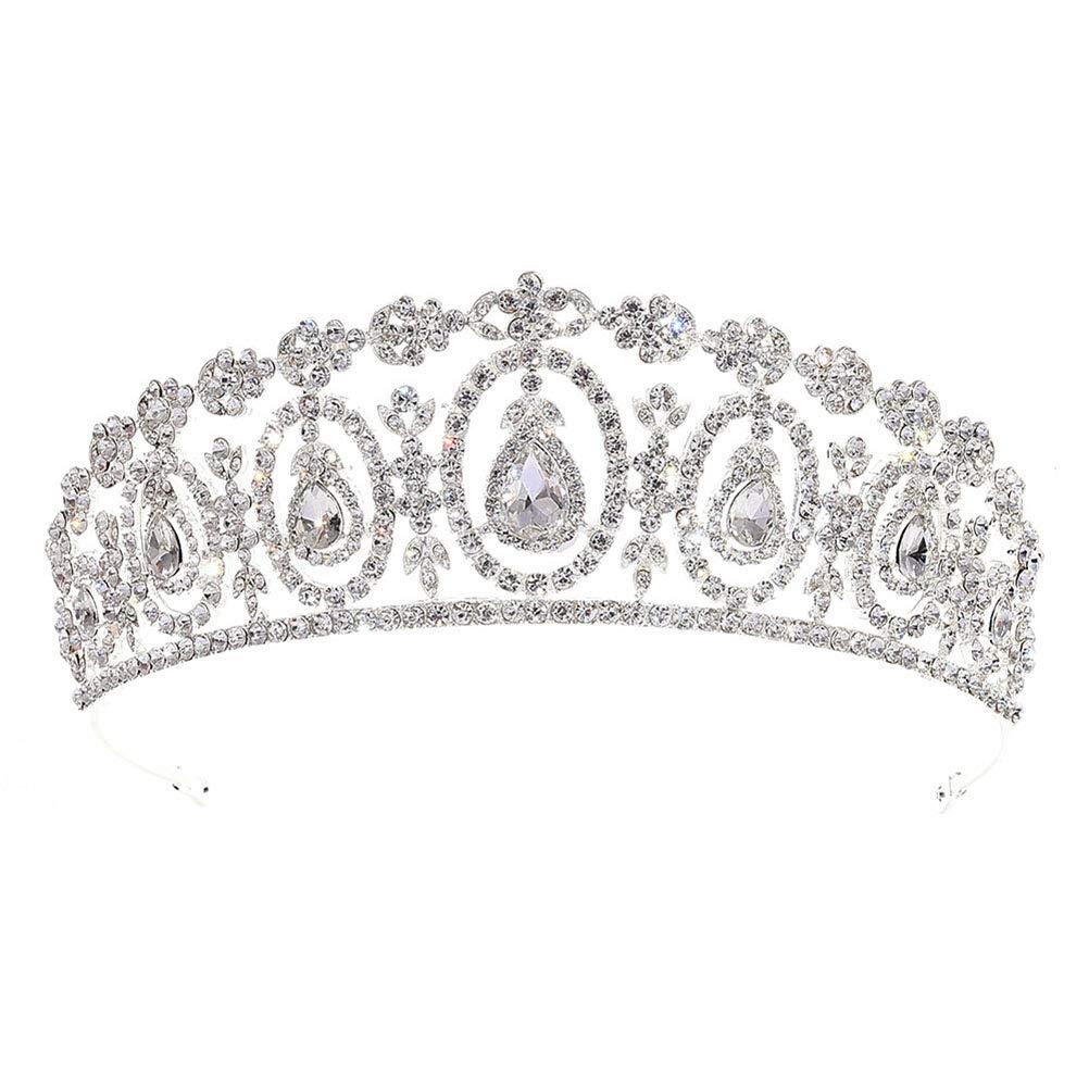 Beaupretty 1PC Baroque Bridal Crown Rhinestone Crystal Crown Tiara Birthday Crown Pageant Hair Accessories Wedding Hair Accessories for Women (Silver Rhinestone)