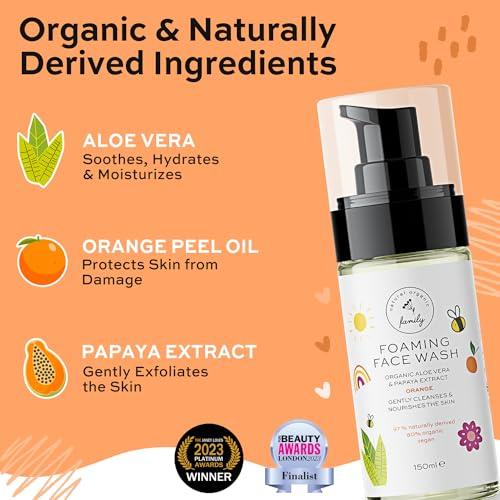 The Natural and Organic Family The Natural and Organic Family Kids Foaming Face Wash - Clean and Gentle Face Wash for Kids and Preteens - Made in the UK