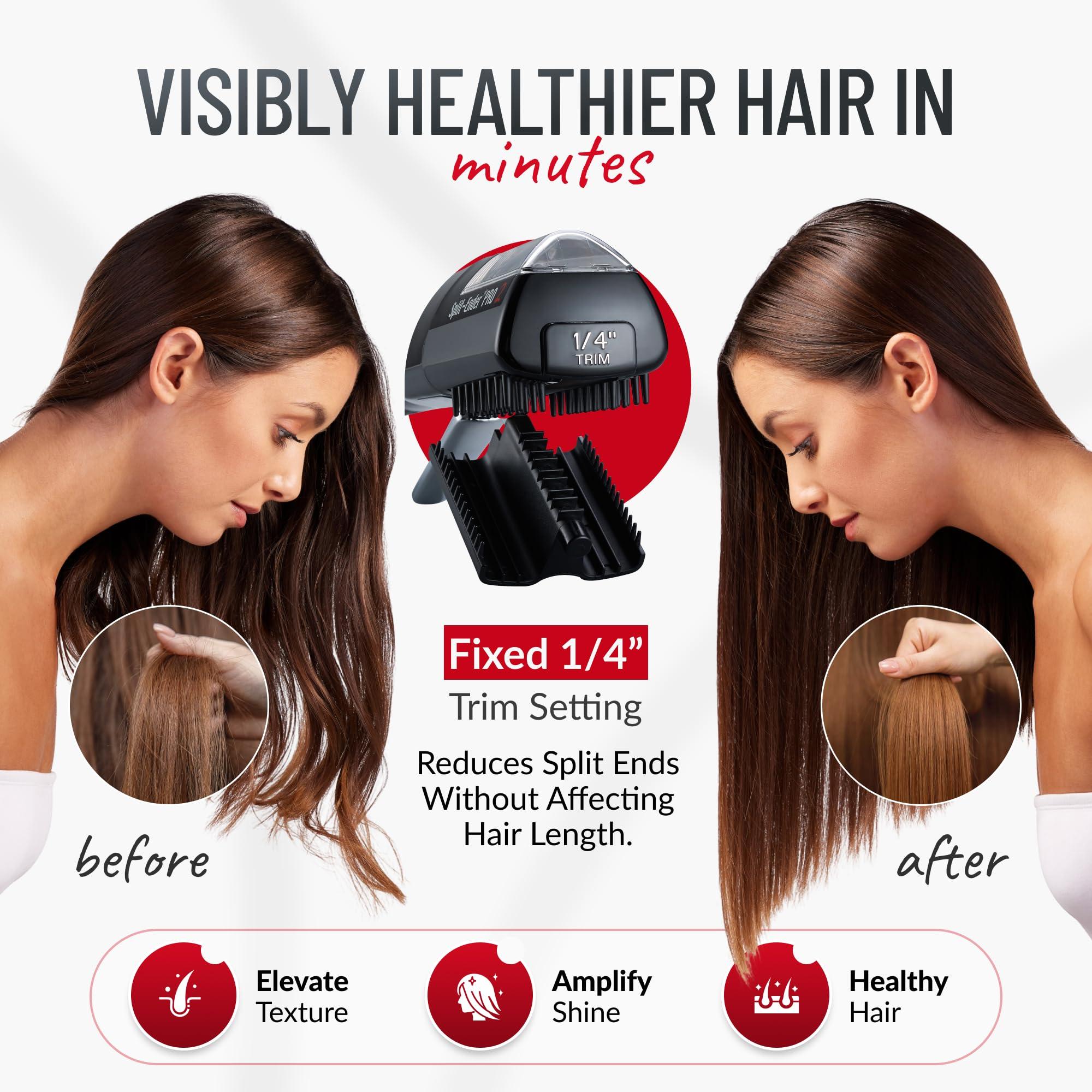 Split-Ender Split-Ender Pro 2 - The Original Cordless Split End Hair Trimmer Automatic Rechargeable Home Tool Hair Clipper 2-in-1 for Dry Damaged Splitting Broken Brittle Straight Curly Frizzy Beauty - Black