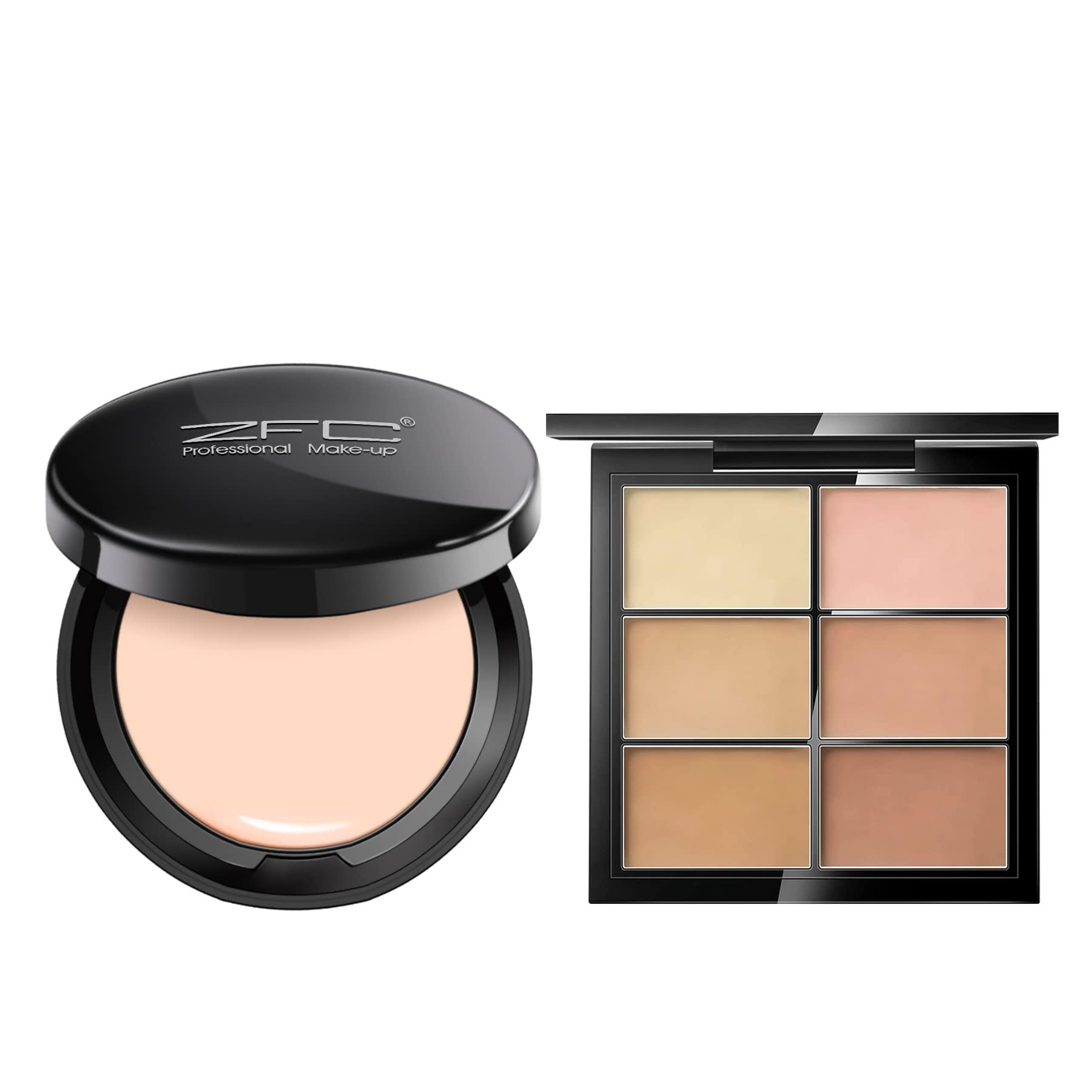 ZFC ZFC Foundation Makeup Concealer Full Coverage + Concealer Palette 6 Shades
