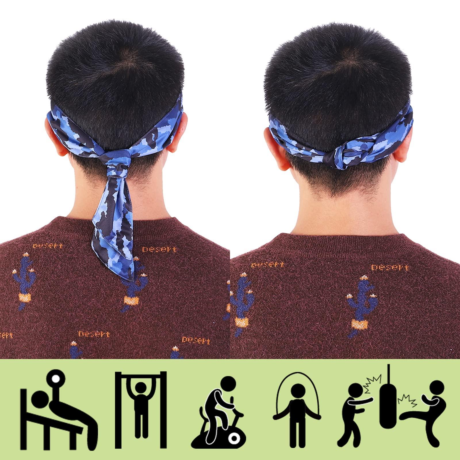 ONEYE ONEYE 6 Pieces Head Tie Headbands for Men Women Sport Tie Back Bandanas Camo Hair Band Athletic Sweatbands for Tennis Running Ninja Karate Basketball