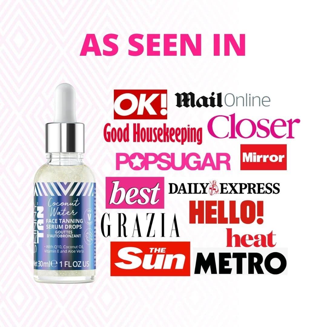 Skinny Tan Skinny Tan Water Coconut Face Tanning Serum Drops - Enrich with Vitamin E and Aloe Vera - Helps Even Skin Tone - Enhance Your Complexion - Leaves Long-Lasting, Tropical Sun-Kissed Radiance - 1 oz