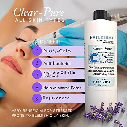 NATUDERMA Hydrodermabrasion Solution, Aqua Peeling Serum, Solution for Wet Microdermabrasion, 3 bottles of 16 oz each, Natuderma Hydro Serum. MADE IN USA