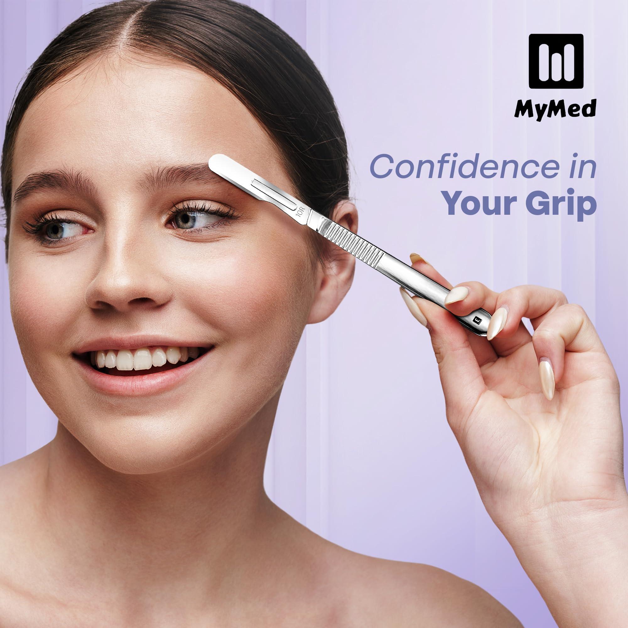 MyMed Dermaplaning Oil & Stainless Steel 10R Blades Dermaplaning 10R Pack of 200 Dermaplaning Blades 10r,+ Dermaplane Oil for Smooth Razor Glide, with Squalene & Vitamin E, Face Oil for Dermaplaning Oil