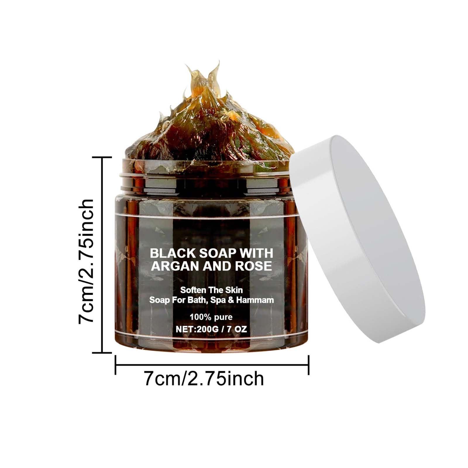 Generic Generic Zawina Morocco Black Beldi Soap, Black Soap With Argan and Rose, Zawina Morocco Body Scrub, Zawina Moroccan Black Soap with Glove (3pcs)