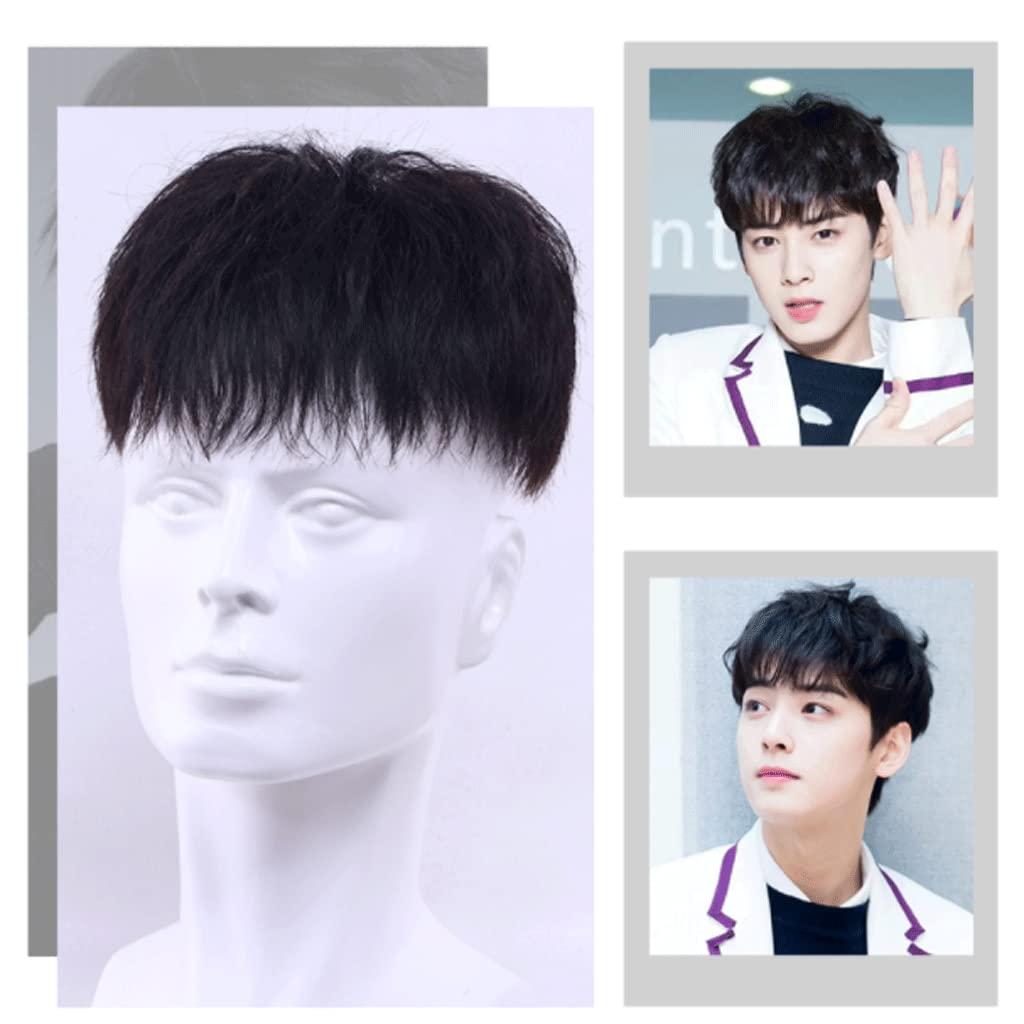 SOBOUR SOBOUR Heat Resistant Black Mens Wigs Handsome Mullet Wigs For Men Natural Looking Heat Resistant Real Human Hair Wig For Male Guy Daily Wear Synthetic