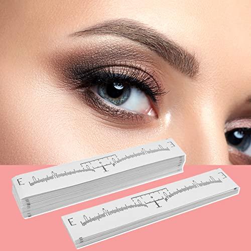 KINGMAS 100 Pack Eyebrow Ruler, KINGMAS Disposable Brow Ruler Microblading Adhesive Eyebrow Sticker Stencil Guide Measuring Tool