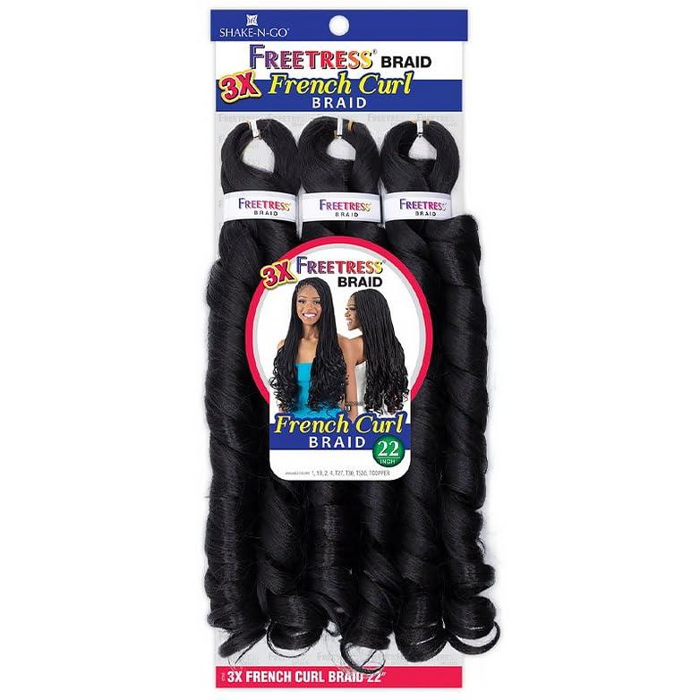 FREE TRESS FreeTress Crochet Braids 3X French Curl 22\" (Pack of 1, 530)