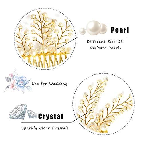 Barode Barode Bridal Headpiece Crystal Hair Comb Pearl Wedding Hair Accessories for Women and Girls
