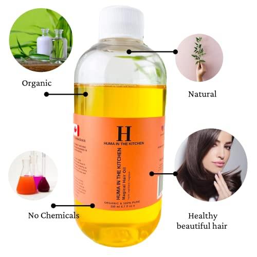 Huma in the Kitchen Huma in the Kitchen Organic Hair Oil, 100% Pure (200 ml) - For Dry and Damaged Hair