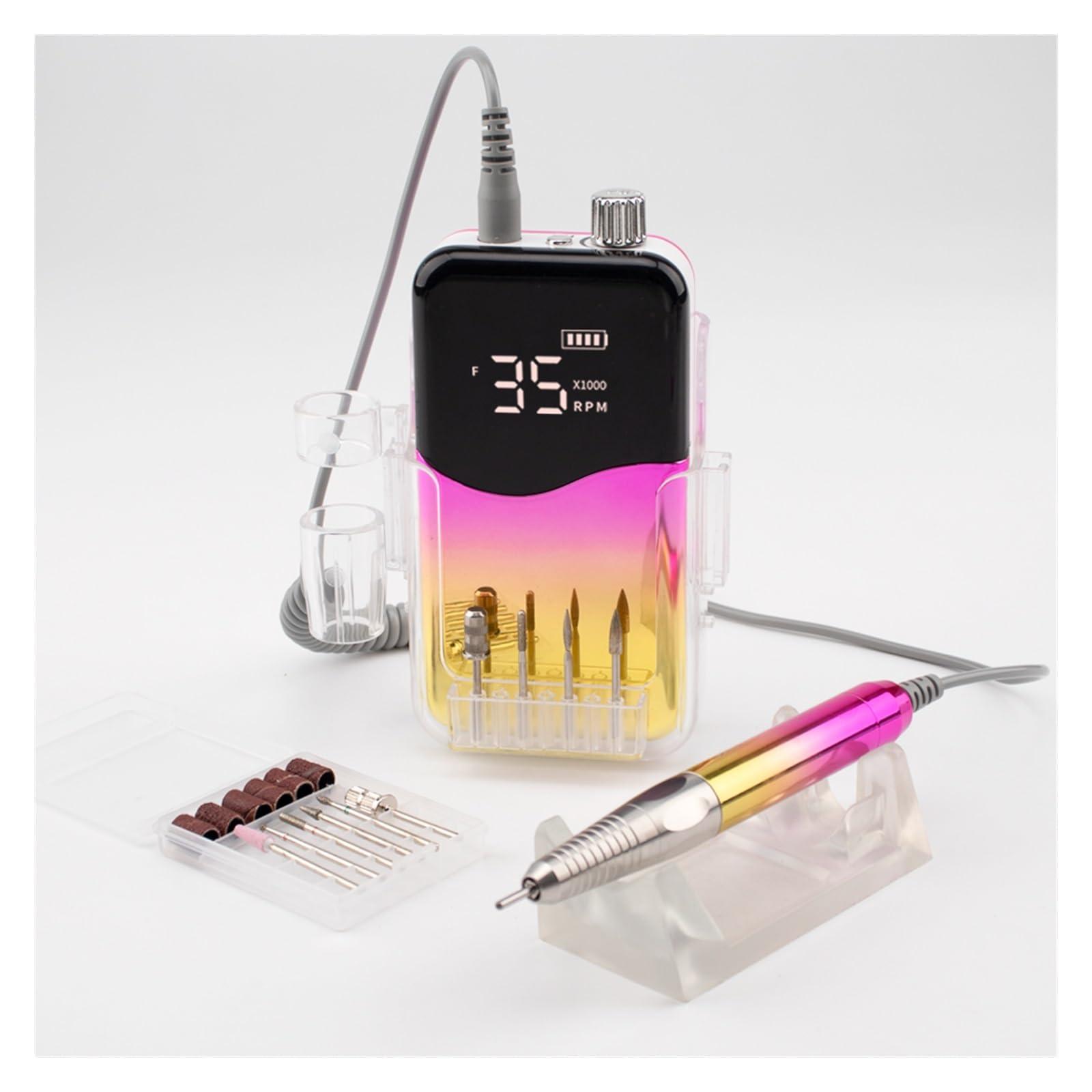 ROLTIN Electric Nail Drill, Portable Nail Drill, Professional 35000 RPM, Rechargeable Electric Nail File Machine E File For Acrylic Nails Gel Polishing Removing, Cordless Efile With Bits Kit For Manicure Sal