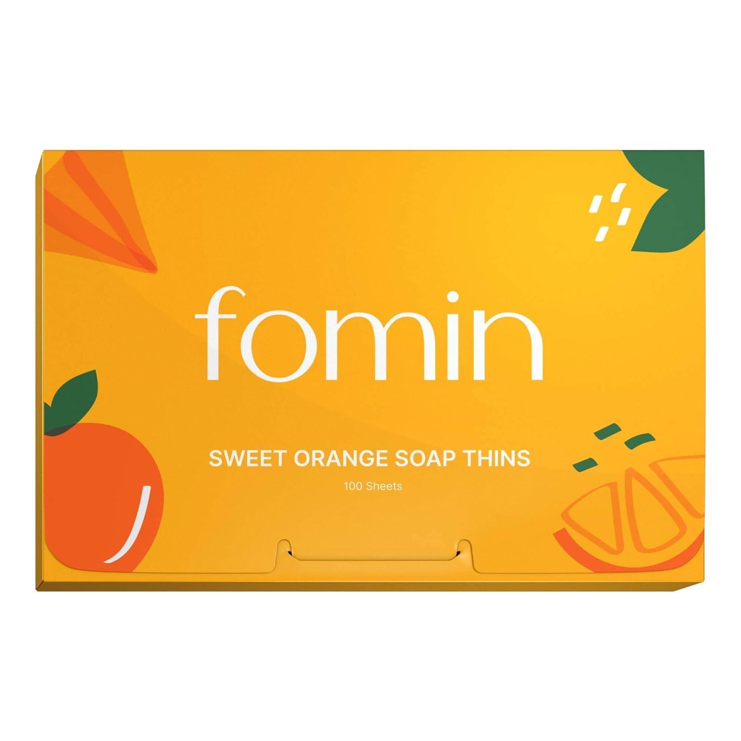 FOMIN FOMIN - Paper Soap Sheets for Hand Washing - (100 Sheets) Orange Portable Travel Soap Sheets, Dissolvable Camping Mini Soap, Portable Hand Soap Sheets