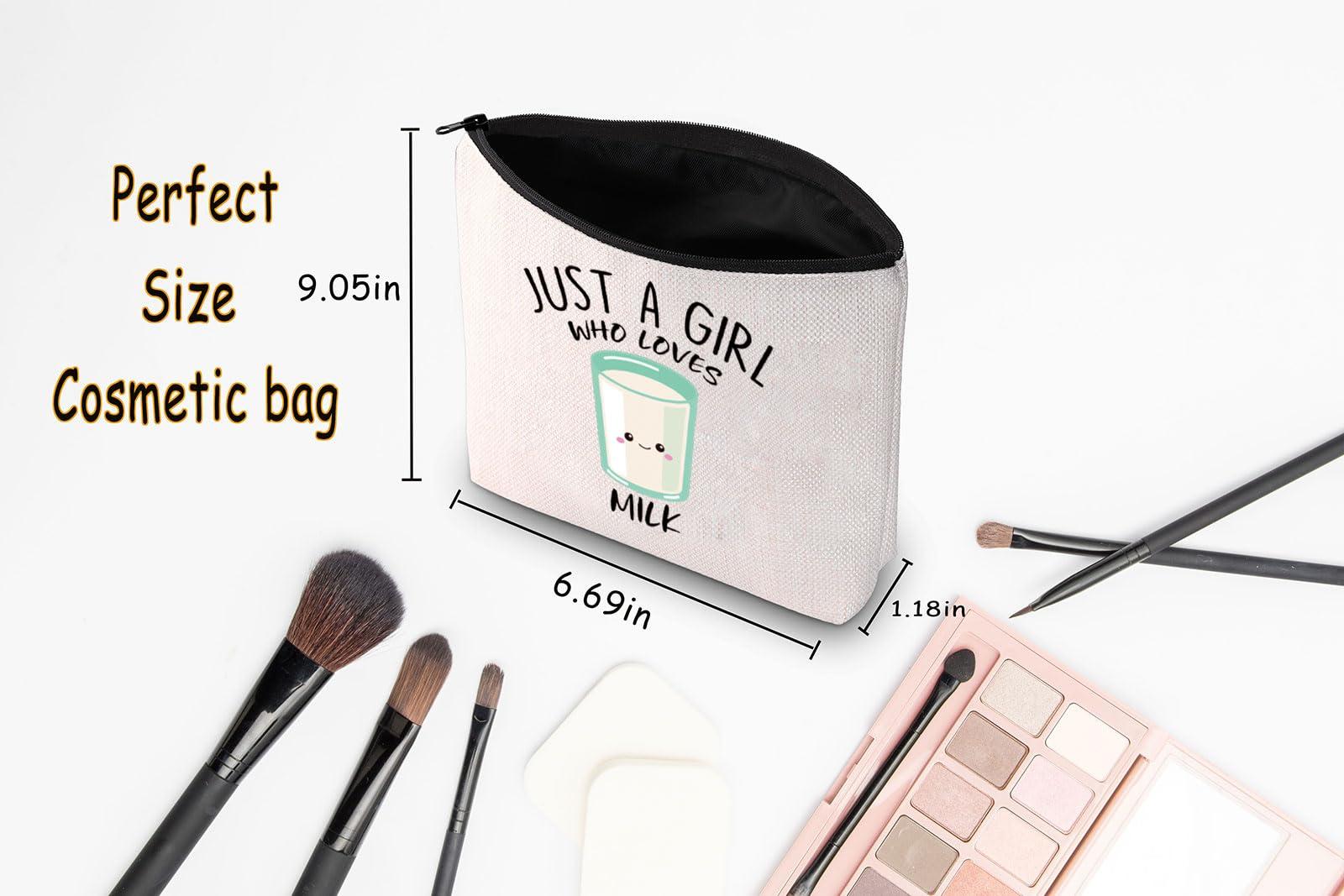 JNIAP Milk Gift Just A Girl Who Loves Milk Cosmetic Bag Cow Milker Gift (Who Loves Milk Bag)