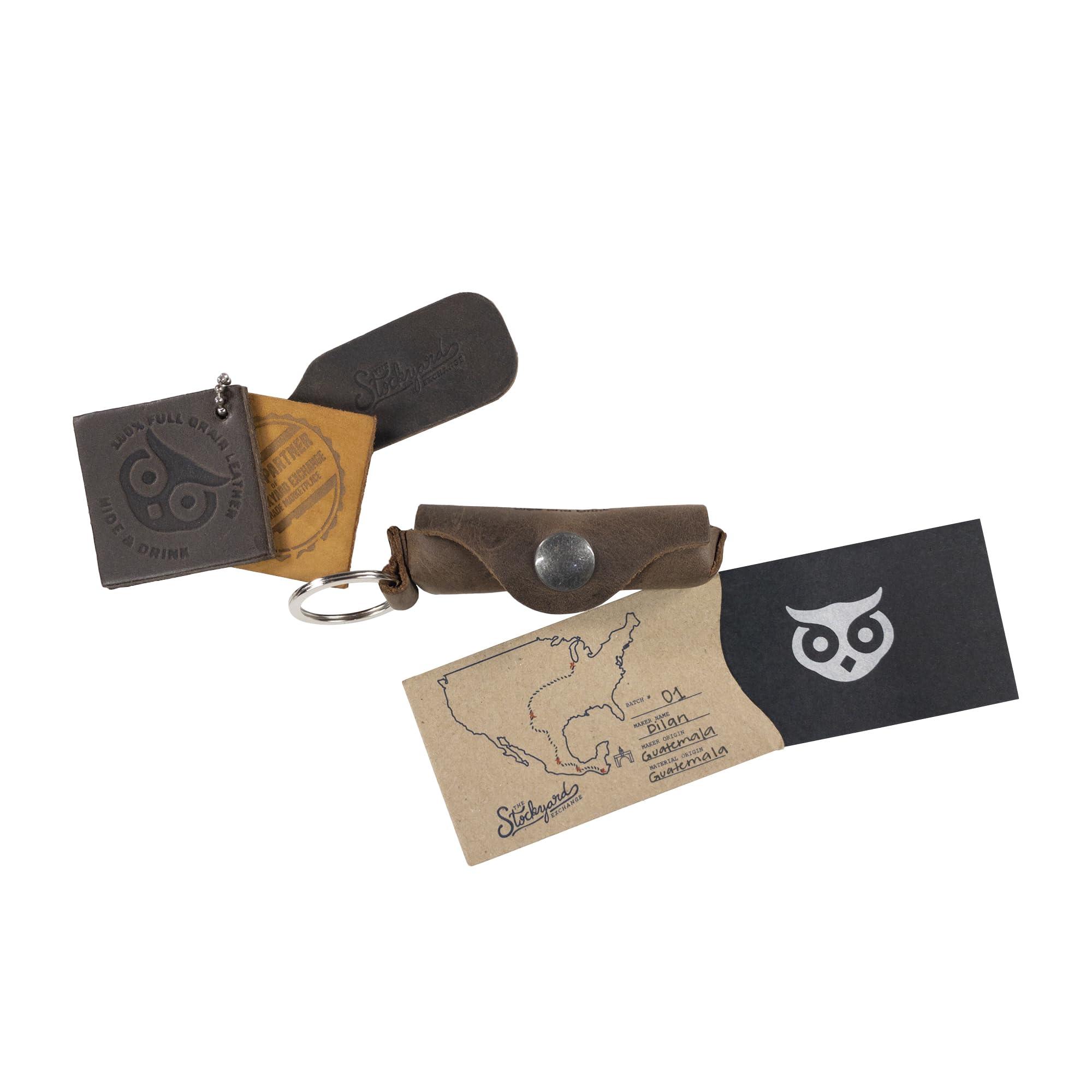 Hide & Drink Hide & Drink, Lip Balm Keychain Holder, Lip Protection, Classic Vintage, Brass Metal Clasp, Full Grain Leather, Handmade, Bourbon Brown