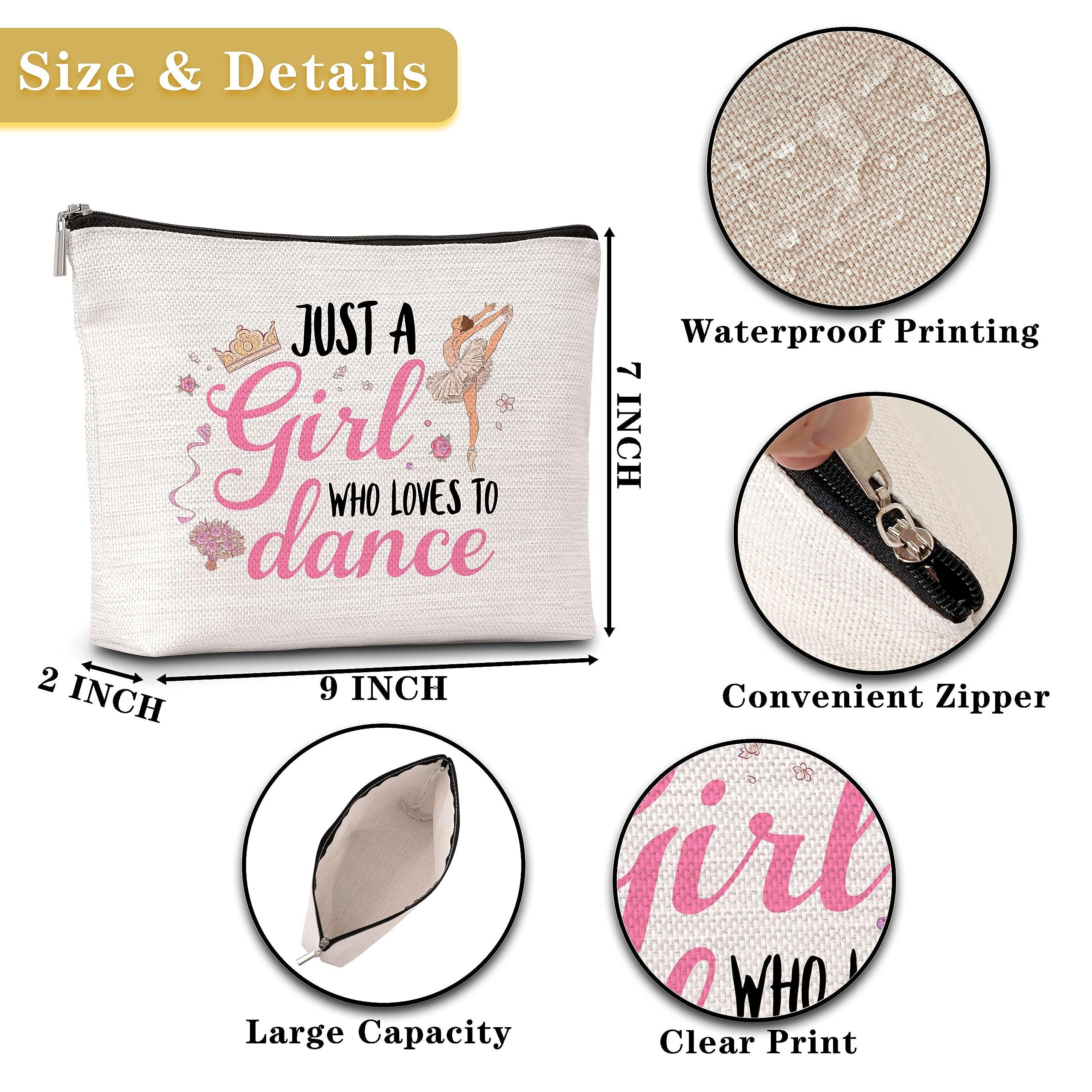 GREOXG GREOXG Just A Girl Who Loves to Dance Makeup Bag Ballerina Cosmetic Travel Bag Dancer Friendship Gifts for Dance Lovers Girls Teens Women Birthday Christmas-A35