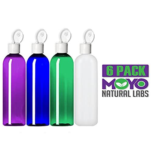 MoYo Natural Labs MoYo Natural Labs 4 oz Travel Bottles, Empty Travel Containers with Flip Caps, BPA Free PET Plastic Squeezable Toiletry/Cosmetic Bottles (Neck 20-410) (Pack of 6, Psychedelic)
