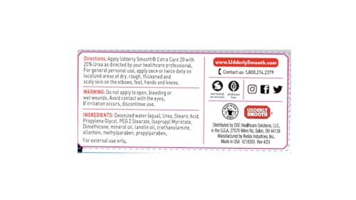 UDDERLY SMOOTH Udderly Smooth Extra Care Hand/Body Deep Moisturizing Cream with 20% Urea, Unscented, 8 Ounce