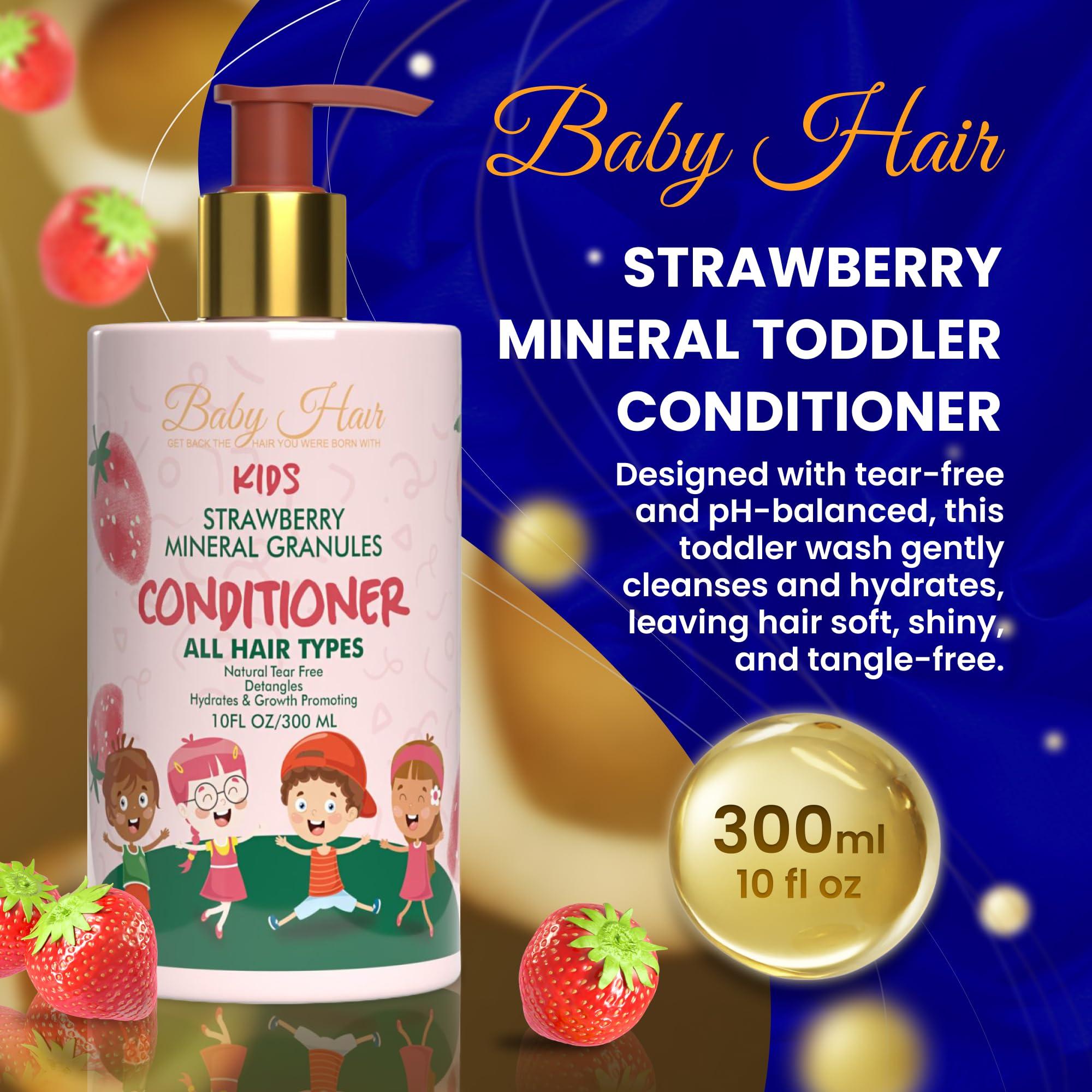 BABY HAIR Baby Hair - Strawberry Mineral Kids Hair Conditioner, Sulfate-Free Toddler Hair Conditioner, Hair Conditioner for Kids with Strawberry Oil, Camellia Oil, and Biotin, 10 fl.oz