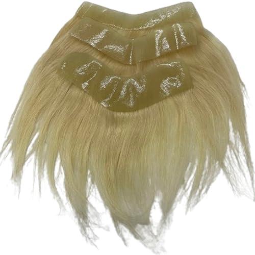 Voloria Voloria Frontal Hairpiece for Women Human Hair Extensions Forehead Hairline PU Skin Toppers Hair Replacement Toupee (1.18x6.69 Inch, 613 Blonde Color)