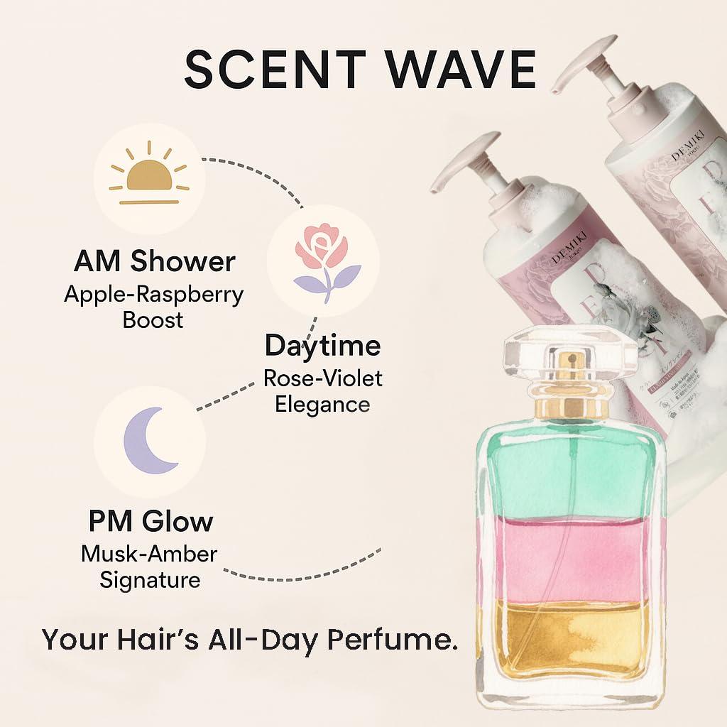 DEMIKI DEMIKI Japanese Shampoo for Women | Anti Dandruff Shampoo Sulfate Free for Oily Hair | Dye & Paraben Free | Organic Rose Scent | Clarifying, Moisturizing, Refreshing Natural Hair Care,16oz