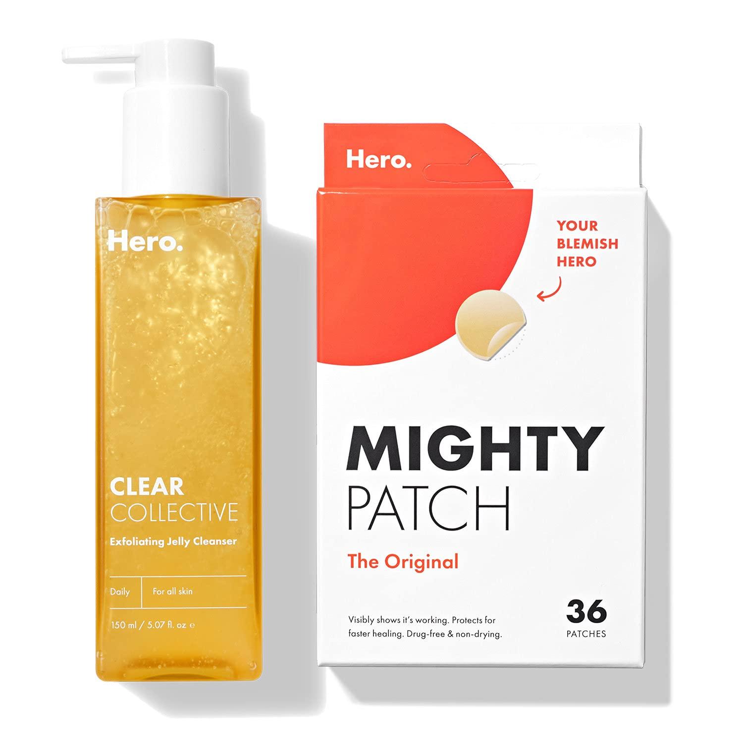 Mighty Patch Hero Cosmetics Mighty Patch Original Patch 36ct and Exfoliating Jelly Cleanser Bundle