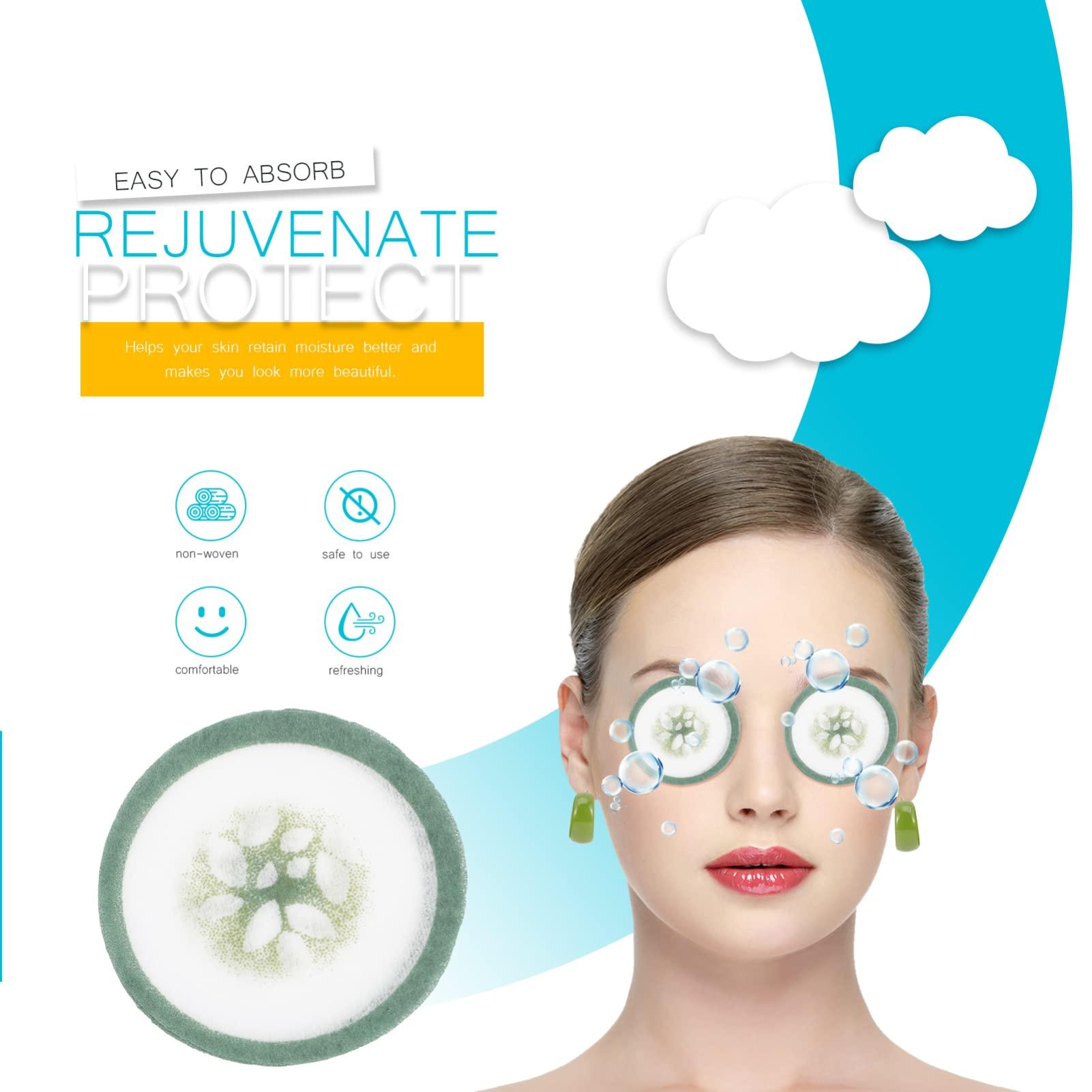 Mobestech Cucumber Eye Pads Disposable 100 Pads Non-woven Eye Masks Soothing Spa Cooling Eye Patches with Fruit Vegetable Extracts for Eyes Reduce Dark Circles