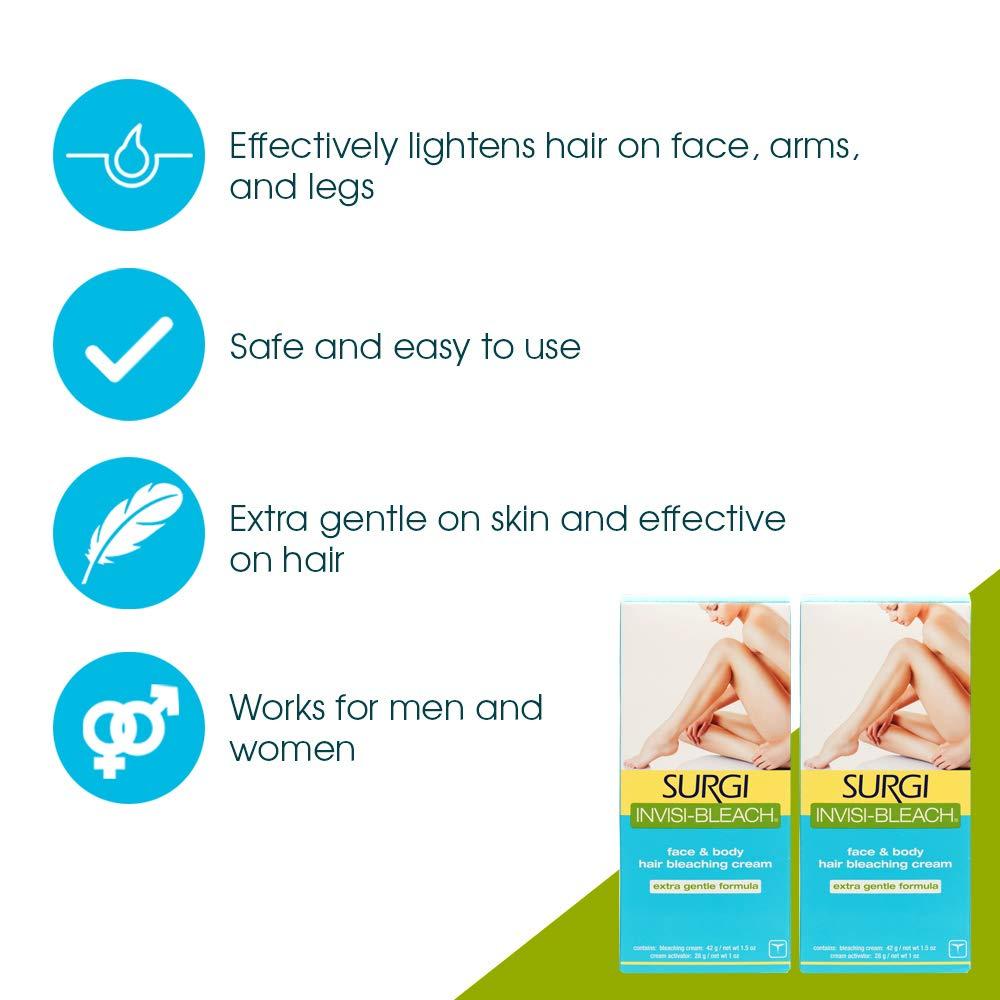 SURGI WAX Surgi Invisi-Bleach Face & Body Hair Bleaching Cream 1.5 oz (Pack of 2)