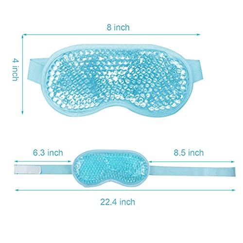 Adofect Adofect 2 PCS Gel Beads Ice Eye Mask Reusable Cooling Eye Mask, Hot and Cold Eye Mask Pack for Puffy Eyes, Dry Eyes, Dark Circles, Migraines and Tension Relief, Blue and Green