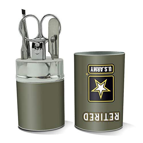 GRAPHICS & MORE U.S. Army Retired Logo Stainless Steel Manicure Pedicure Grooming Beauty Care Travel Kit