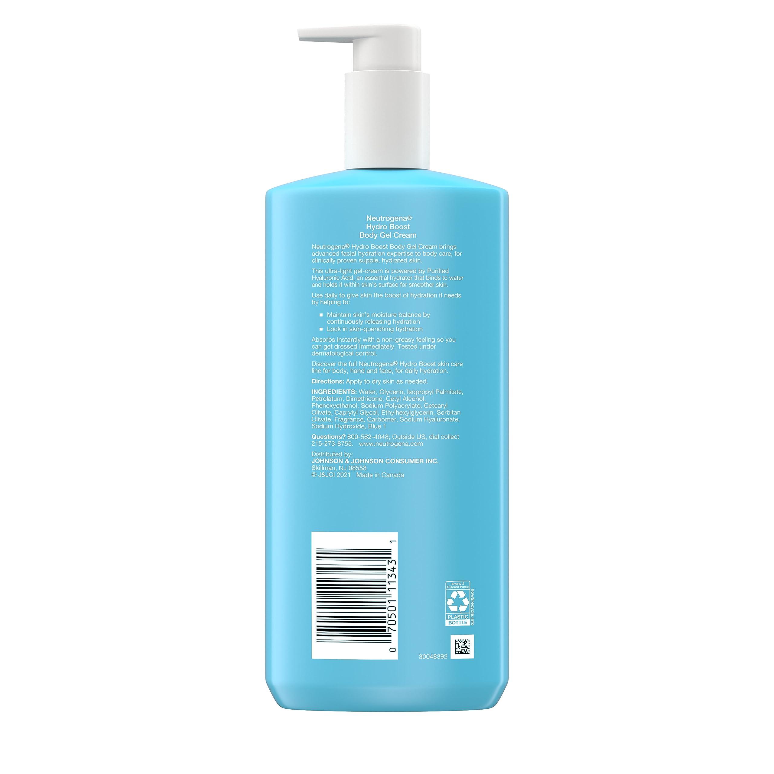 Neutrogena Neutrogena Hydro Boost Body Gel Cream, Hydrating Body Lotion with Hyaluronic Acid for Normal to Dry Skin, Hyaluronic Acid Lightweight Moisturizer, 16 oz, 2 Pack