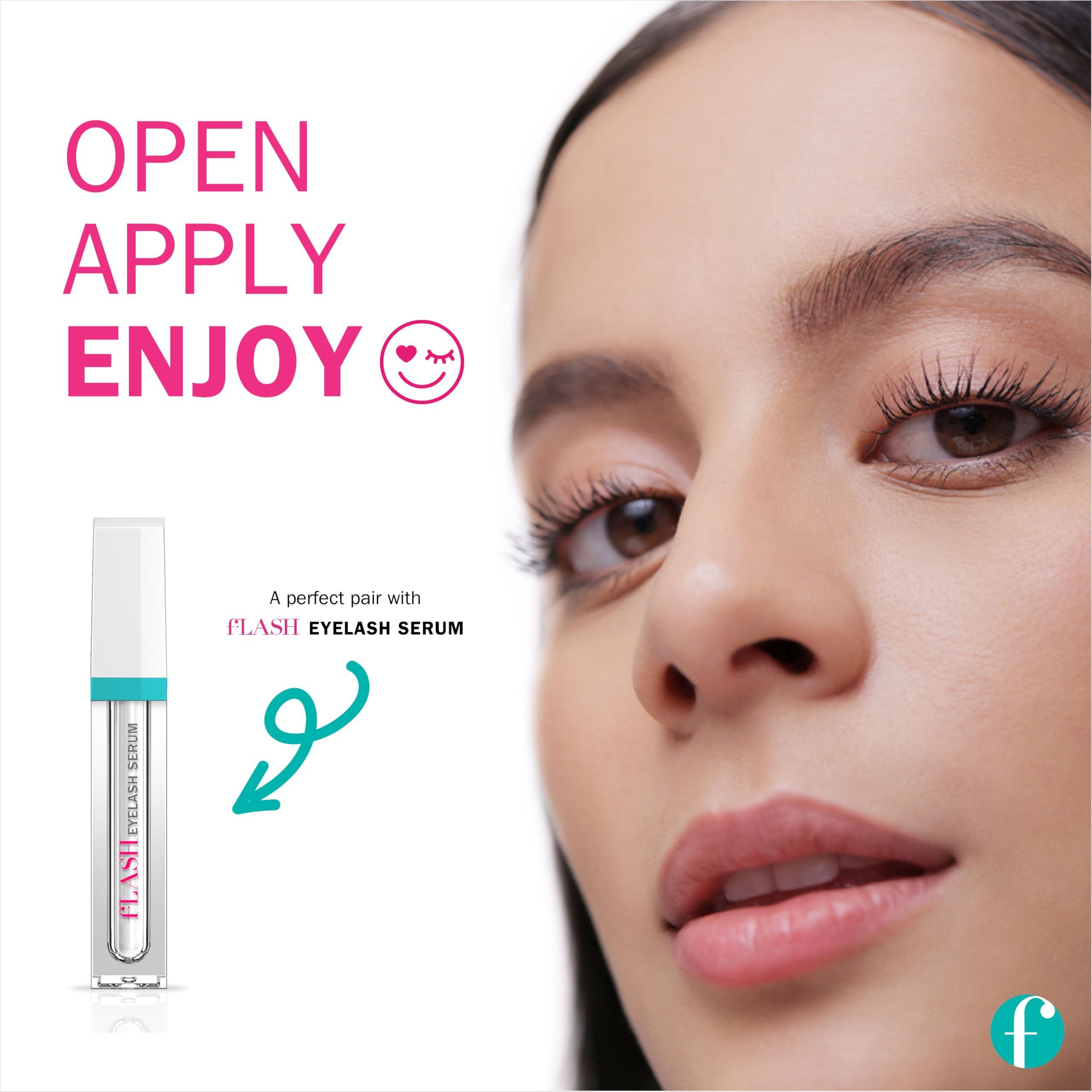 FLASHSERUM fLASH Happy Perfect Volume Mascara with Tapered Brush for Lengthened, Defined, Volumious Lashes - All Day Wear, Smudge Proof, Soft Touch, Super-Black