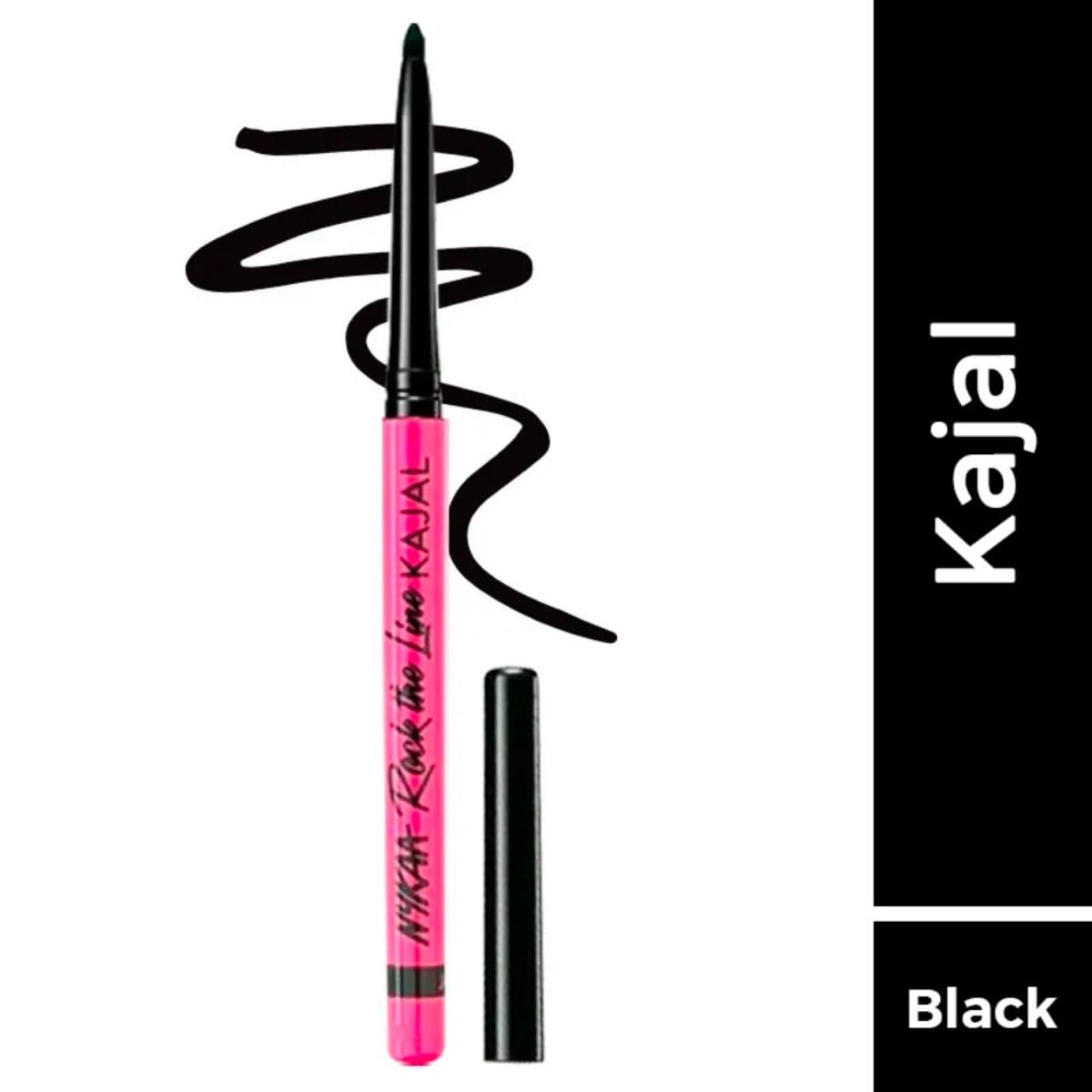NYKAA Nykaa Cosmetics Rock the Line Eyeliner, 001 Jet Black, 0.01 oz - Smudge-Proof and Transfer-Resistant Formula - Highly Pigmented - Waterline Eyeliner