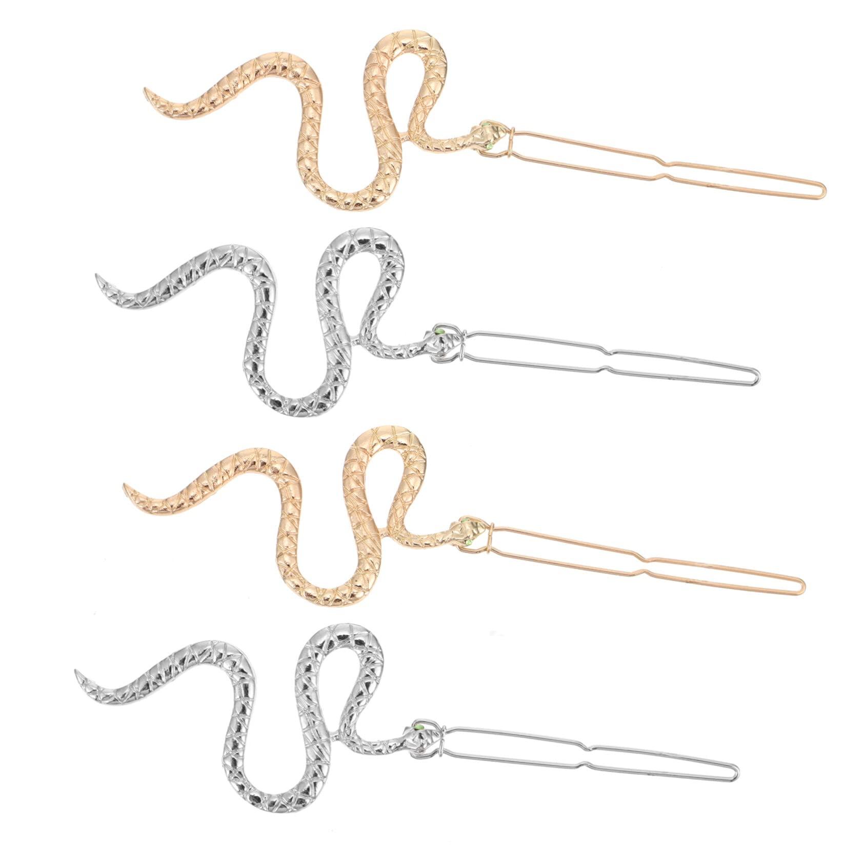 FRCOLOR FRCOLOR Snake Hair Clips 4pcs Snake Hairpin Wedding Hair Clips Metal Gold Snake Jewelry Geometric Hair Clips Snake Hair Barrettes Snake Pattern Hair Snap Clips Alloy Hair Trinket Banana Gift